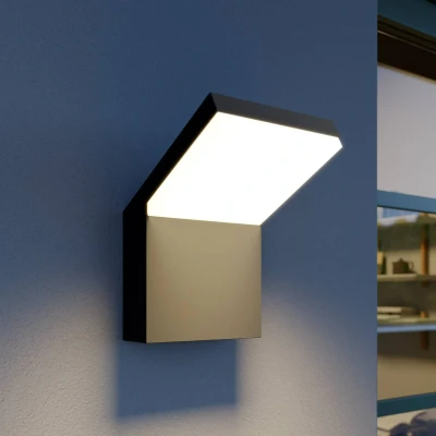 Afbeelding van Arcchio LED wandlamp buiten 1licht aluminium, polycarbonaat H: 21.9 cm donkergrijs, wit Inclusief lichtbron