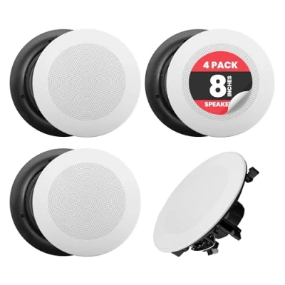 Afbeelding van Pyle Bluetooth Luidsprekers Plafondluidsprekers Plafondspeakers Set van 4 Speakers Inbouwluidsprekers voor Thuis 2 Weg Luidsprekersysteem Stereo Geluid 250 Watt
