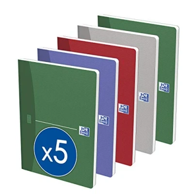 Afbeelding van OXFORD Book Essentials, 5 pack, DIN A5, geruit, 96 vellen, 4 kleuren