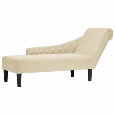 Afbeelding van vidaXL Chaise longue met kussen en rechterarmleuning stof crèmekleurig