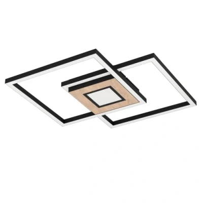 Afbeelding van EGLO Marinello Led plafondlamp, 3 vlammen, metaal, hout en kunststof, dimbare plafondlamp met afstandsbediening, instelbare lichtkleur warm wit, neutraal, koud
