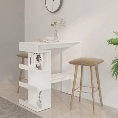 Afbeelding van Bartafel met opbergrek 100x50x101,5 cm hoogglans wit