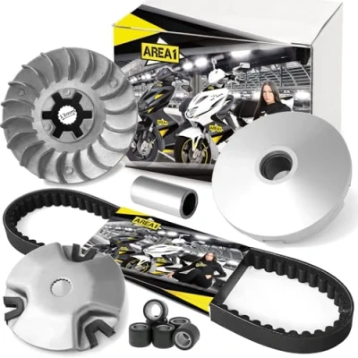 Afbeelding van Area1 Reservedimmer + katrol trapeziumriem 747 x 16,5 50 cc Minarelli motoren compatibel met Yamaha Aerox Neos Jog BWS, MBK Nitro Booster Ovetto Mach G, Malaguti, Benelli, Beta