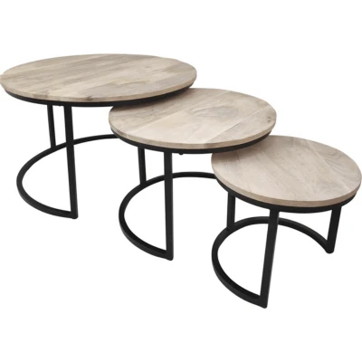 Afbeelding van Jayden houten bijzettafel set van 3