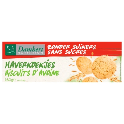 Afbeelding van 3x Damhert Haverkoekjes Zonder Suikers 160 gr