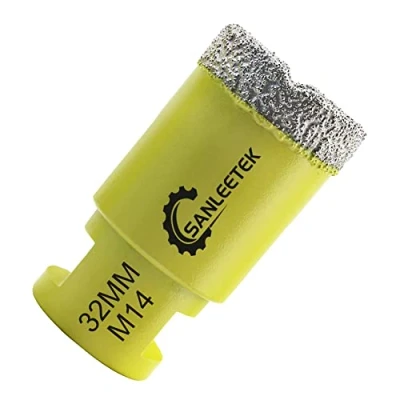 Afbeelding van Diamantboor, tegels, 32 mm, SANLEETEK vacuüm gesoldeerd, gatenzaag, diamant, voor keramiek, porselein, marmer, graniet, droog boren M14 schroefdraad
