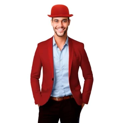 Afbeelding van Verkleed bolhoed voor volwassenen rood Carnaval clown kostuum hoedjes