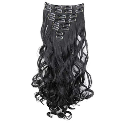 Afbeelding van PRETTYSHOP XXL haarverlenging, 35 cm, 8 stuks, gegolfd, zwart CES100 1