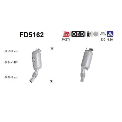Afbeelding van AS FD5162 Roetfilter Euro 5 Cordieriet BMW: X1