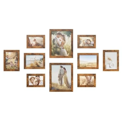 Afbeelding van Fotolijst set van 10 vintage bruin