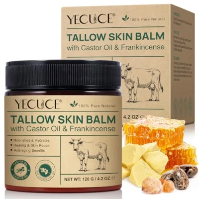 Afbeelding van Runderolie &amp; ricinusolie en wierookolie, 3 in 1 formulering, biologische talgbalsem, natuurlijke etherische anti aging, 120 g