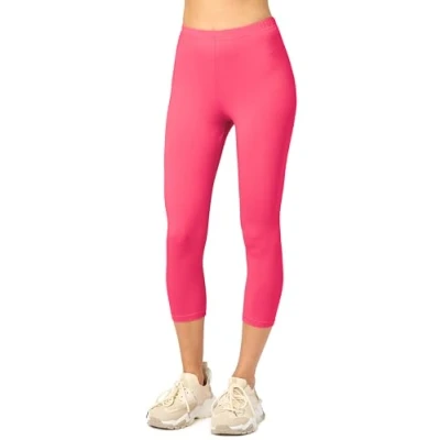 Afbeelding van Merry Style MS MS10 199 LE Dames Capri Leggings Sport Vrijetijdsbroek 3/4 Lengte Katoen Sporbroek Yogabroek Amarant S