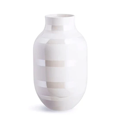 Afbeelding van Kähler Omaggio Original Design vaas H31 cm met handbeschilderde strepen, wit