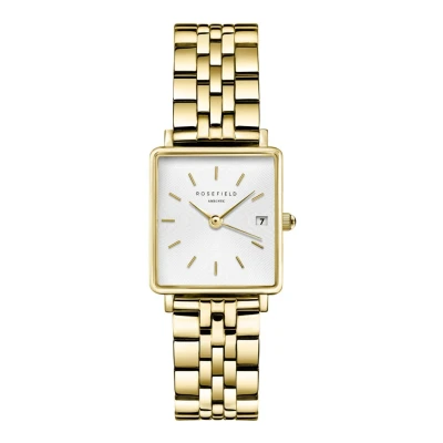 Afbeelding van Rosefield dames The Mini Boxy horloge QMWSG Q021 in de kleur Goud