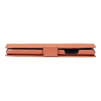 Image de dbramante1928 New York Étui à rabat pour téléphone portable cuir Saffiano rose rouillée Apple iPhone XS Max