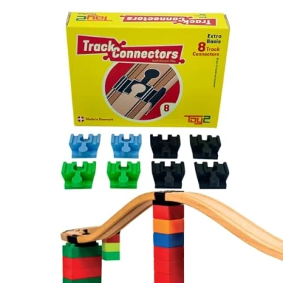 Afbeelding van 8 Basis Brio Duplo Adapters Treinbaanonderdelen Houten Treinbaan