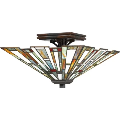 Afbeelding van Quoizel Tifanny LED Plafondlamp Maybeck 2X E27 Max 60W Dimbaar Valiant Bronze