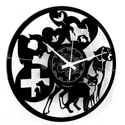 Afbeelding van Instant Karma Clocks Vinyl wandklok dieren arts katten honden dierenarts kliniek