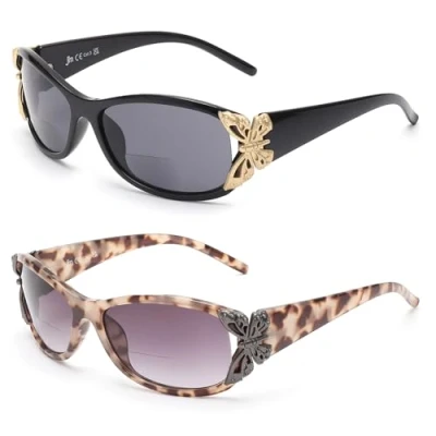 Afbeelding van JM Zonnebril voor dames, 2 stuks, modieuze bril buiten, UV400 bescherming, Zwart &amp; Grijs Schildpad