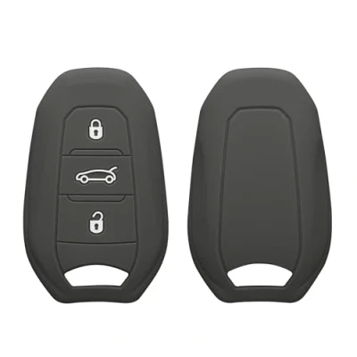 Afbeelding van kwmobile autosleutel hoesje geschikt voor Peugeot Citroen 3 knops Smartkey (alleen Keyless Go) hoes TPU behuizing Beschermende auto sleutel case Sleuteletui in donkergrijs