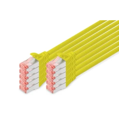 Afbeelding van Digitus DK 1644 030 Y 10 RJ45 Netwerkkabel, patchkabel CAT 6 S/FTP 3.00 m Geel Folie afscherming, Afscherming totaal, Afgeschermd, Halogeenvrij, Simplex,