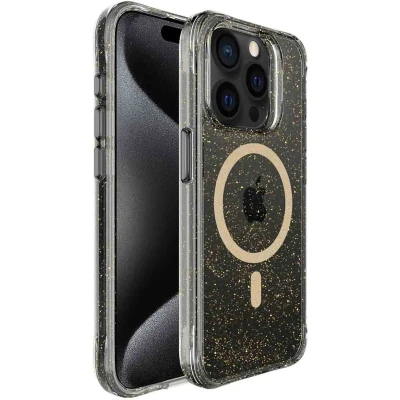 Afbeelding van imoshion Hoesje Geschikt voor iPhone 15 Pro Max Glitter Backcover MagSafe 2.0 goud