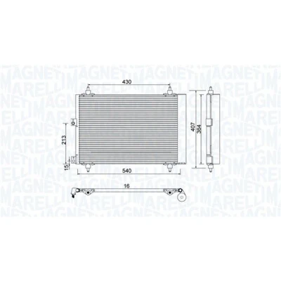 Afbeelding van MAGNETI MARELLI 350203920000 Condensor Airco Met droger 540x358x16 358 540 16 CITROËN: Berlingo / First I, I Van