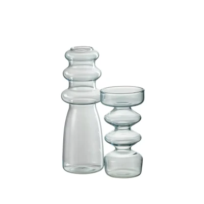 Afbeelding van J Line vaas Luna glas blauw large