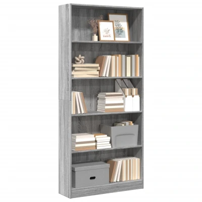 Afbeelding van Boekenkast 80x24x176 cm bewerkt hout grijs sonoma eikenkleurig