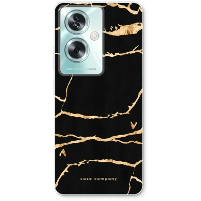 Afbeelding van Case Company® hoesje geschikt voor Oppo A79 Gouden marmer Soft Cover Telefoonhoesje Bescherming aan alle Kanten en Schermrand