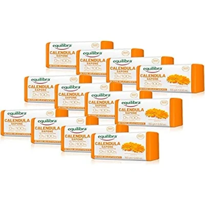 Afbeelding van equilibra Calendula 100% plantaardige zeep, anti roodheidsfunctie, 100 g, 12 stuks