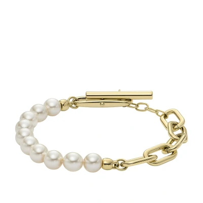 Afbeelding van FOSSIL JF04729710 Dames Collier Imitatieglasparels Goudkleurig