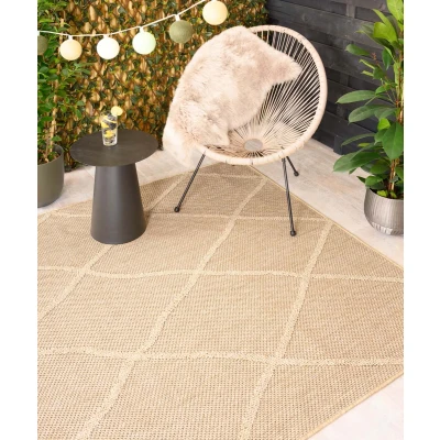 Afbeelding van Buitenkleed Ruit Retreat Beige 200x290 Cm
