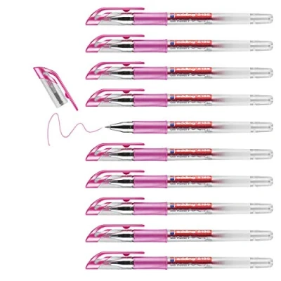 Afbeelding van edding 2185 Gel roller, metallic roze, 10 pennen, 0,7 mm, gelpen om te schrijven, voor mandala&#039;s, bullet journals, gelrollers, rollerbalpen