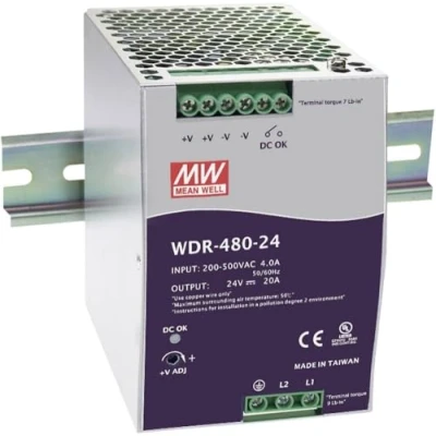 Afbeelding van Mean Well WDR 480 24 DIN rail netvoeding V/DC 20 A W Aantal uitgangen: 1 x Inhoud: stuk(s)