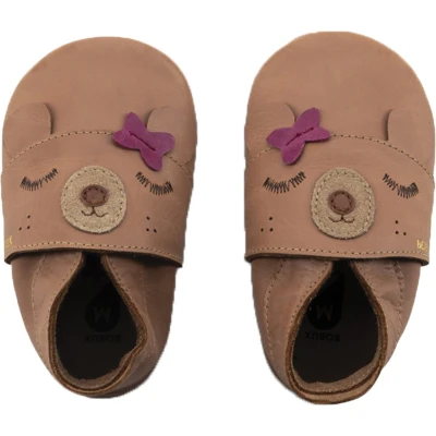 Afbeelding van Bobux Soft Soles Baby Slofjes Leer Mama Bear Caramel Maat 18
