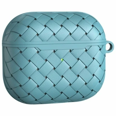 Afbeelding van AirPods 3 hoesje TPU Woven series Blauwgrijs Kunstleer