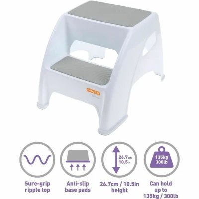 Afbeelding van Dreambaby Step Up Toilet Trainer wc verkleiner met trapje toiletverkleiner Aqua Wit