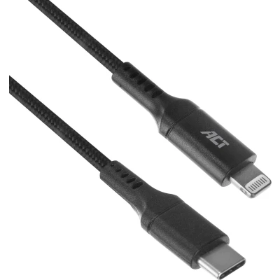 Afbeelding van ACT AC3095 USB 2.0 Laad en Datakabel C Male / Lightning MFI Gecertificeerd 1 meter