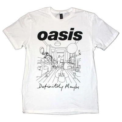 Afbeelding van Oasis Definitely Maybe Line Drawing Heren T shirt XL Wit