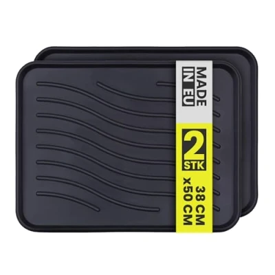 Afbeelding van Bestlivings Set van 2 schoenenbakken met hoge rand (50 x 38 2,5 cm) afdruipmat voor huis en tuin waterdicht