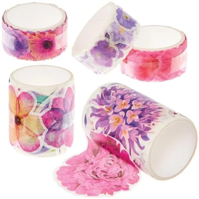 Afbeelding van Baker Ross FN197 Zelfklevende papieren bloemen pak van 5 plakboekstickers, bloemenstickers voor decoratie