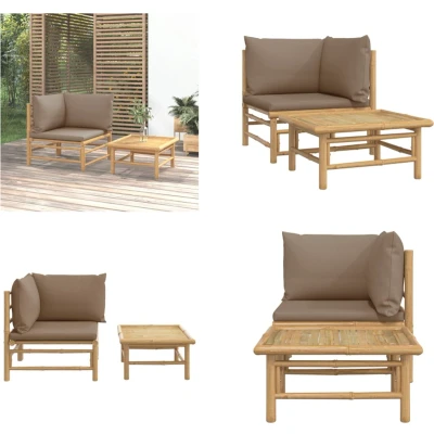 Afbeelding van 2 delige Loungeset met kussens bamboe taupe