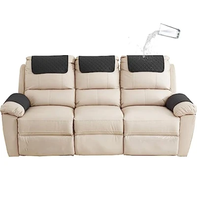 Afbeelding van GYHH Sofa Armsteun Cover, Hoofdsteunhoes voor Kantelbare Stoel Armhoes, Gewatteerde Antislip Stoelhoes (Zwart, 3 Seat Recliner 5 stuks)