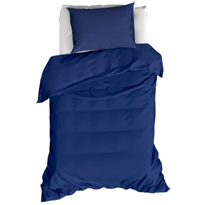 Afbeelding van Moodit Dekbedovertrek Basil Navy Bleu Eenpersoons 140 x 220 cm Katoen