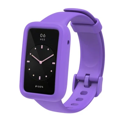 Afbeelding van Siliconen sportbandje met case Paars Xiaomi Smart band 7 Pro