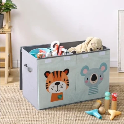 Afbeelding van Navaris speelgoedkist Met deksel 62 x 33 40 cm Opbergbox voor de kinderkamer Opbergdoos speelgoed leuke dierenprint