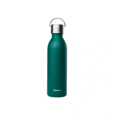 Afbeelding van Qwetch Thermosfles Active smaragdgroen 600 ml Drinkfles met handvat van gerecycled roestvrij staal 24 uur koud en 12 warm Waterdicht, BPA vrij compact
