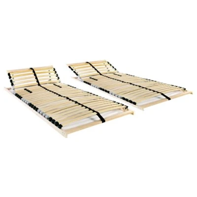 Afbeelding van vidaXL Lattenbodems 2 st met 28 latten 7 zones 80x200 cm