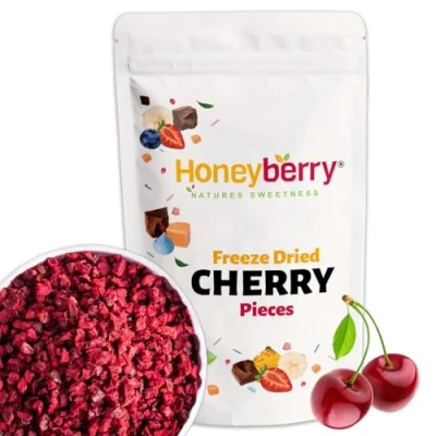 Afbeelding van 100 g lyofhiliseerde kersenbloesem, vocht van bevroren kersen, 100% natuurlijk, zonder toevoeging suiker, glutenvrij, veganistisch, eetbare fruitvormen om te bakken, taartdecoratie, smoothies, haver,